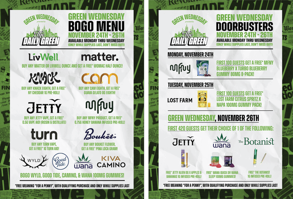 Green Wednesday 2025 The Daily Green cannabis dispensary near me dispensary times square new york city nyc manhattan midtown cannabis near me manhattan cannabis weed dispensary manhattan weed in midtown