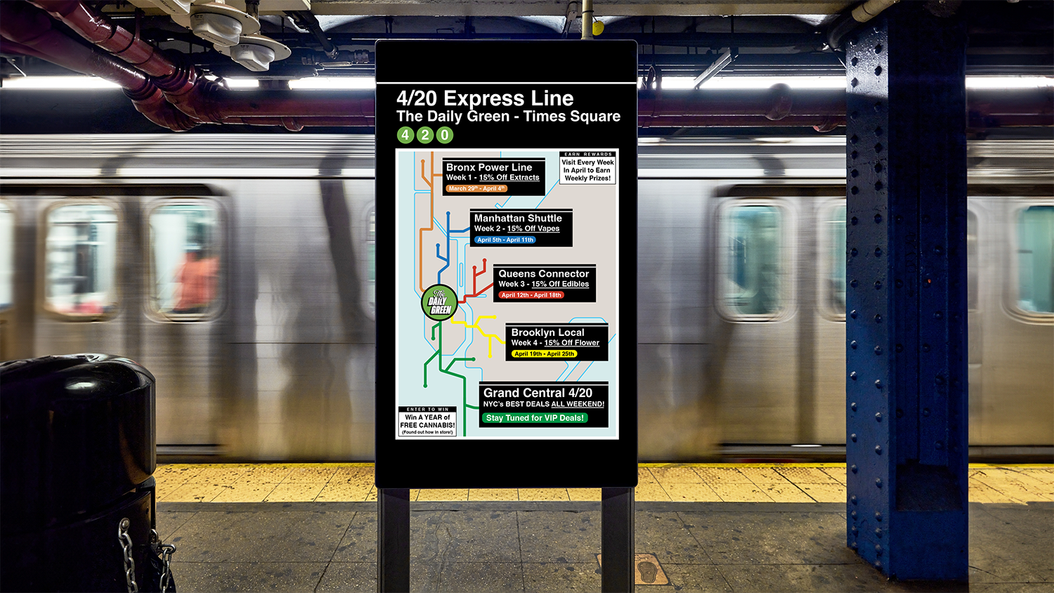 4/20 Express Line 4/20 Deals 420 deals 420 savings mfny card mfny giveaway 4/20 savings 420 coupons at The Daily Green cannabis dispensary near me dispensary times square new york city nyc manhattan midtown cannabis near me manhattan cannabis weed dispensary manhattan weed in midtown