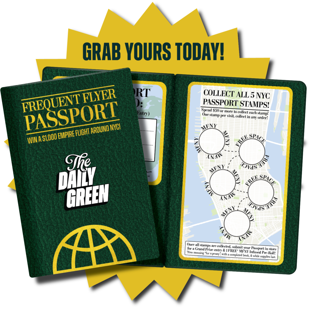 Frequent Flyer Passport MFNY Charm Aviation The Daily Green cannabis dispensary near me dispensary times square new york city nyc manhattan midtown cannabis near me manhattan cannabis weed dispensary manhattan weed in midtown