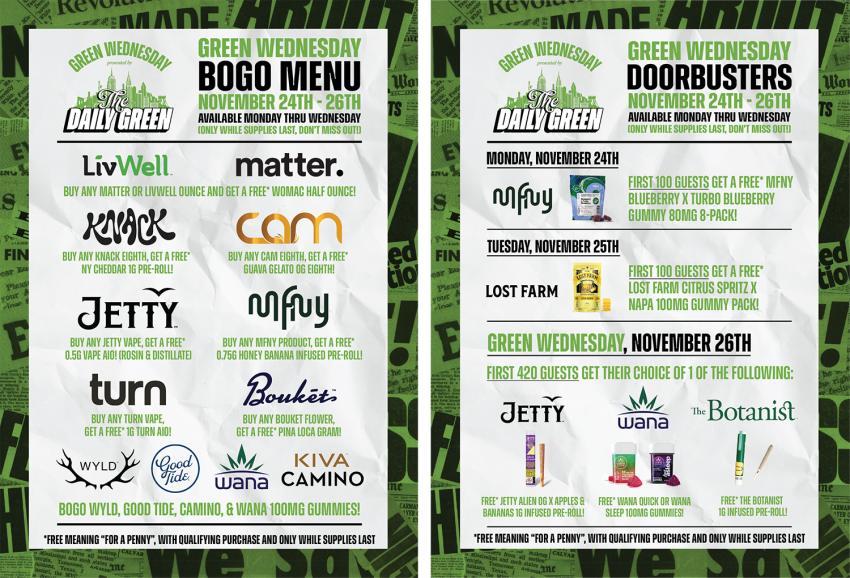 Green Wednesday 2025 The Daily Green cannabis dispensary near me dispensary times square new york city nyc manhattan midtown cannabis near me manhattan cannabis weed dispensary manhattan weed in midtown