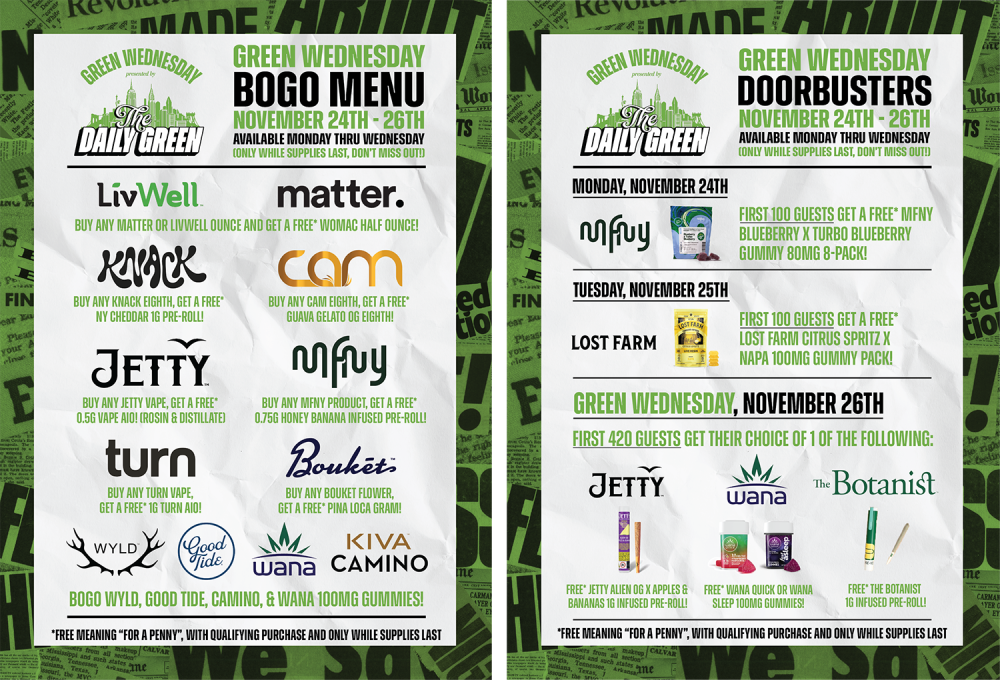 Green Wednesday 2025 The Daily Green cannabis dispensary near me dispensary times square new york city nyc manhattan midtown cannabis near me manhattan cannabis weed dispensary manhattan weed in midtown