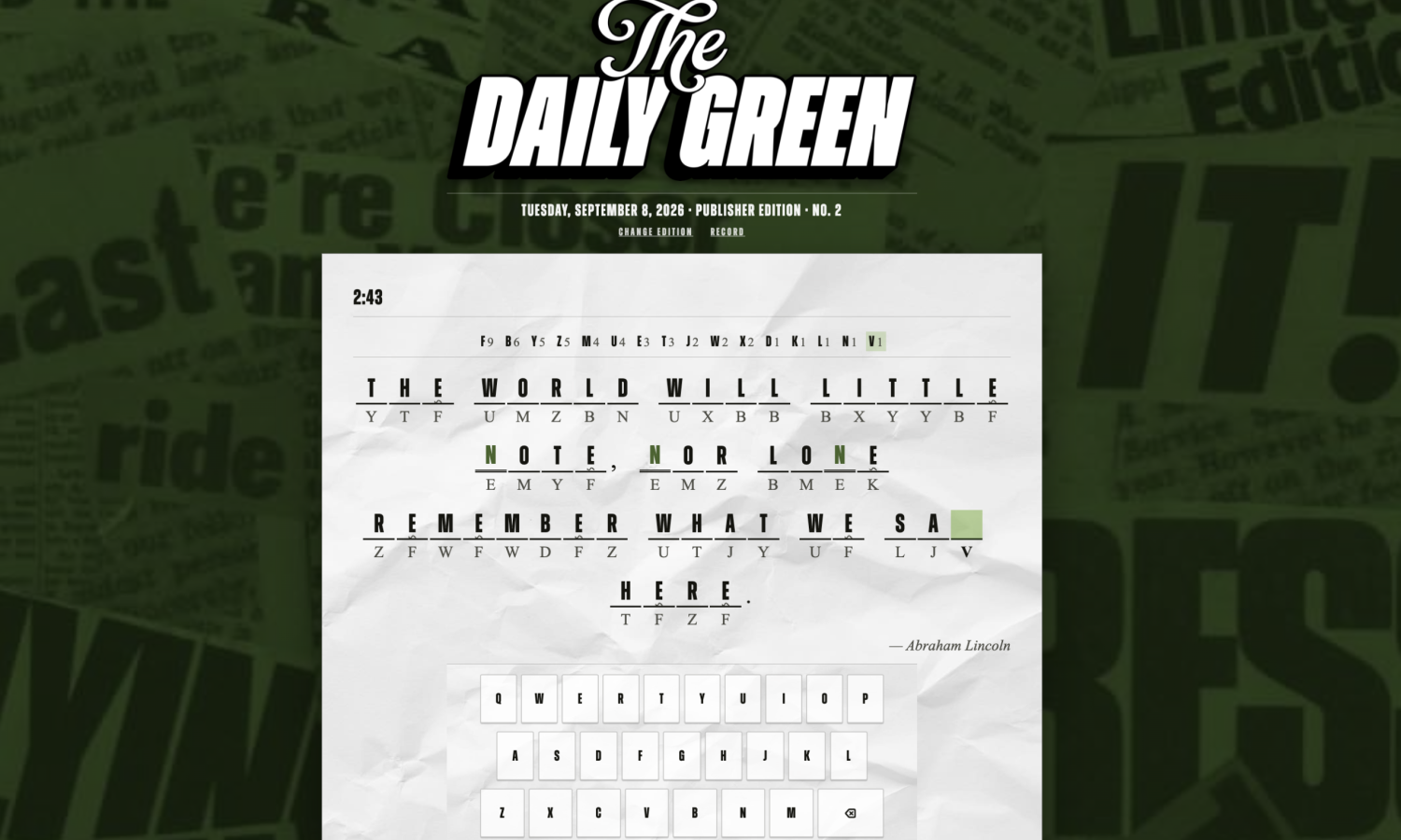 Cryptogram Game Cryptoquote Game Free Cryptogram Games Daily Cryptogram Free Games The Daily Green Games cannabis dispensary near me dispensary times square new york city nyc manhattan midtown cannabis near me manhattan cannabis weed dispensary manhattan weed in midtown